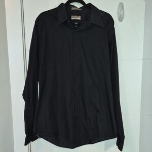 Van Heusen Black Fitted Button-Up Shirt